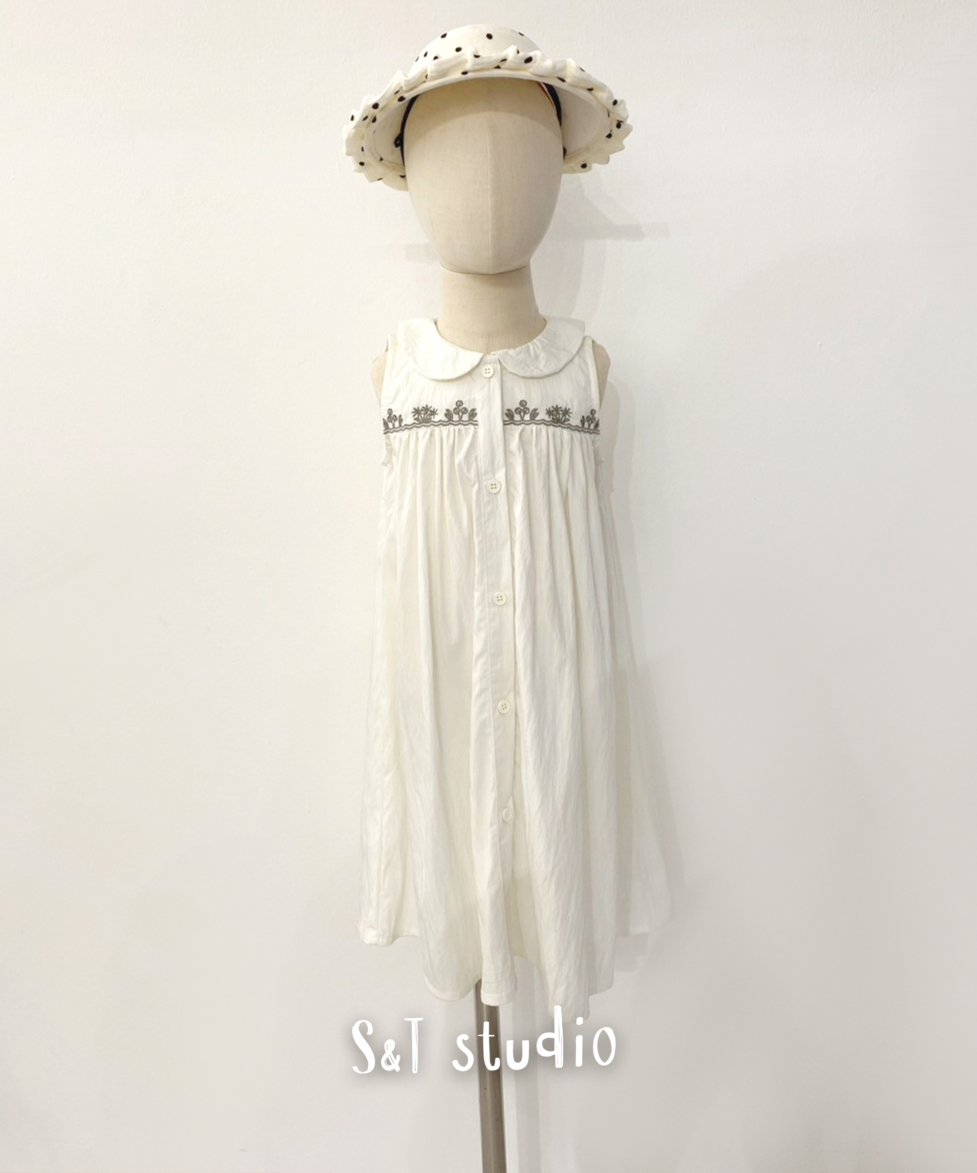 女童刺繡花園領長洋裝(100-140)