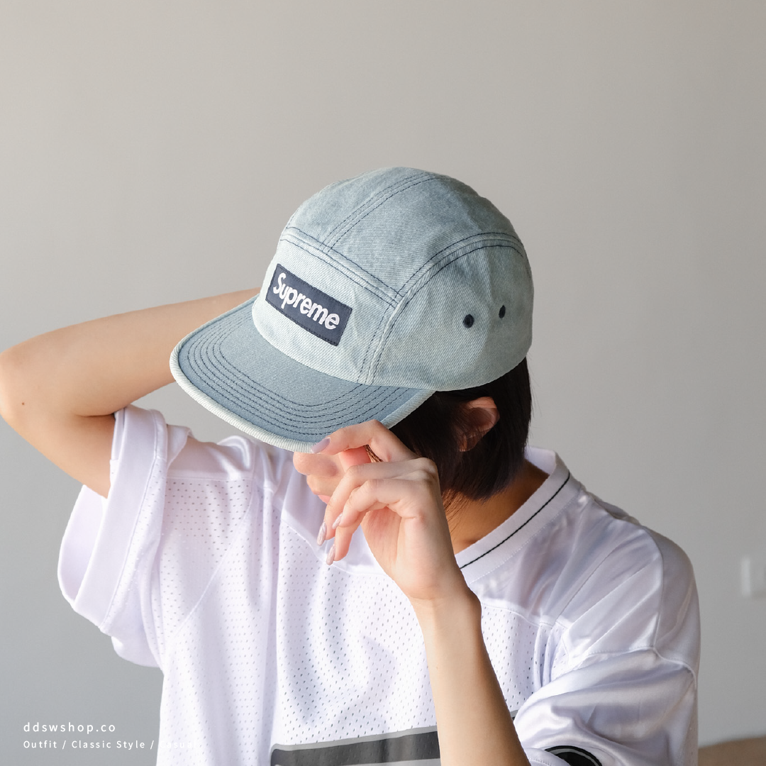 "現貨" Supreme 五分割帽 長條Logo 牛仔藍