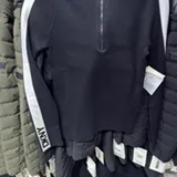 [S] DKNY BLK/IVORY WOMEN HALF ZIP LOGO TAPE SWEATER, P4MSAQ72-BLI [FINAL SALE] (SD1297)