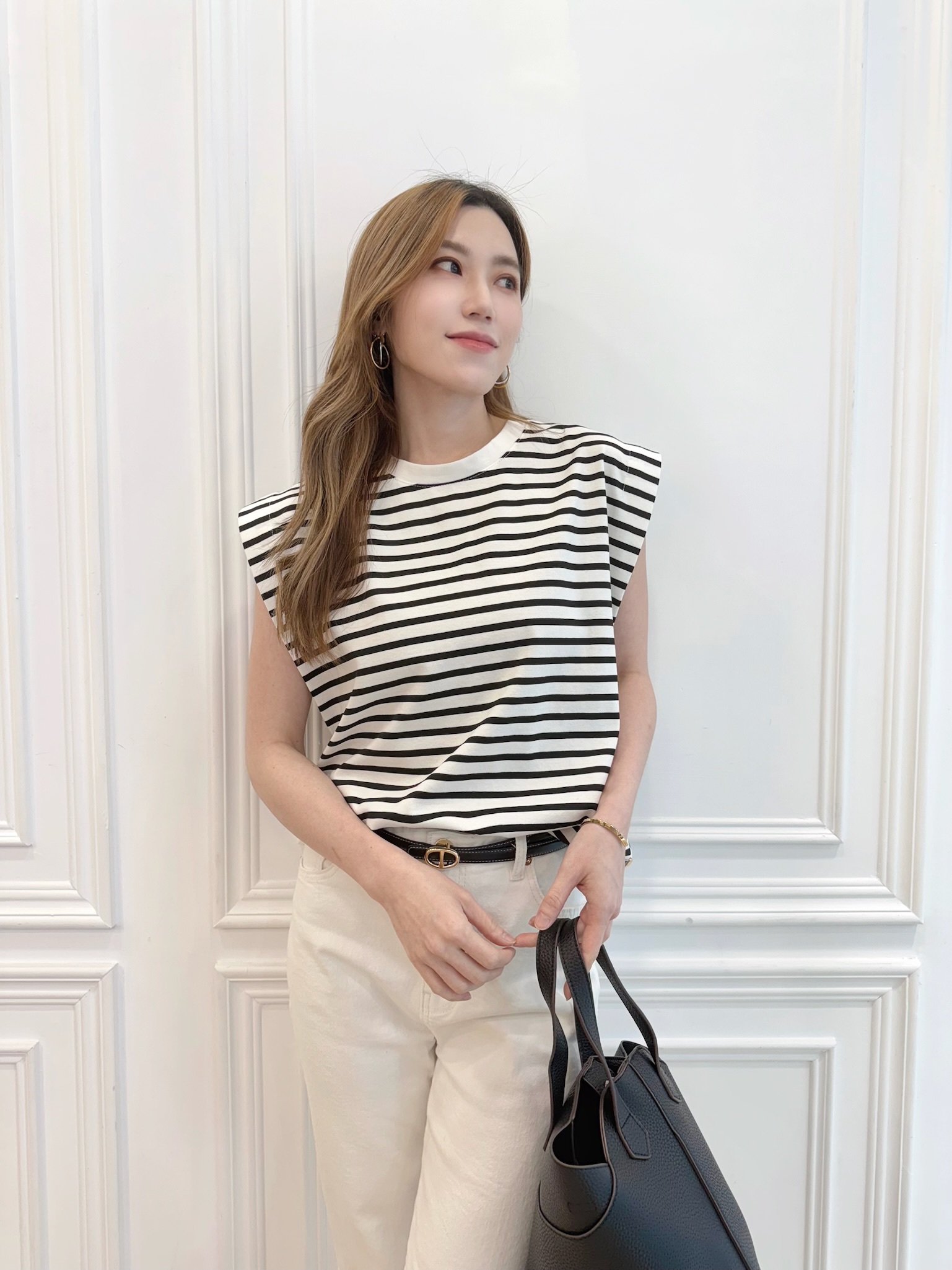 率性棉料條紋背心