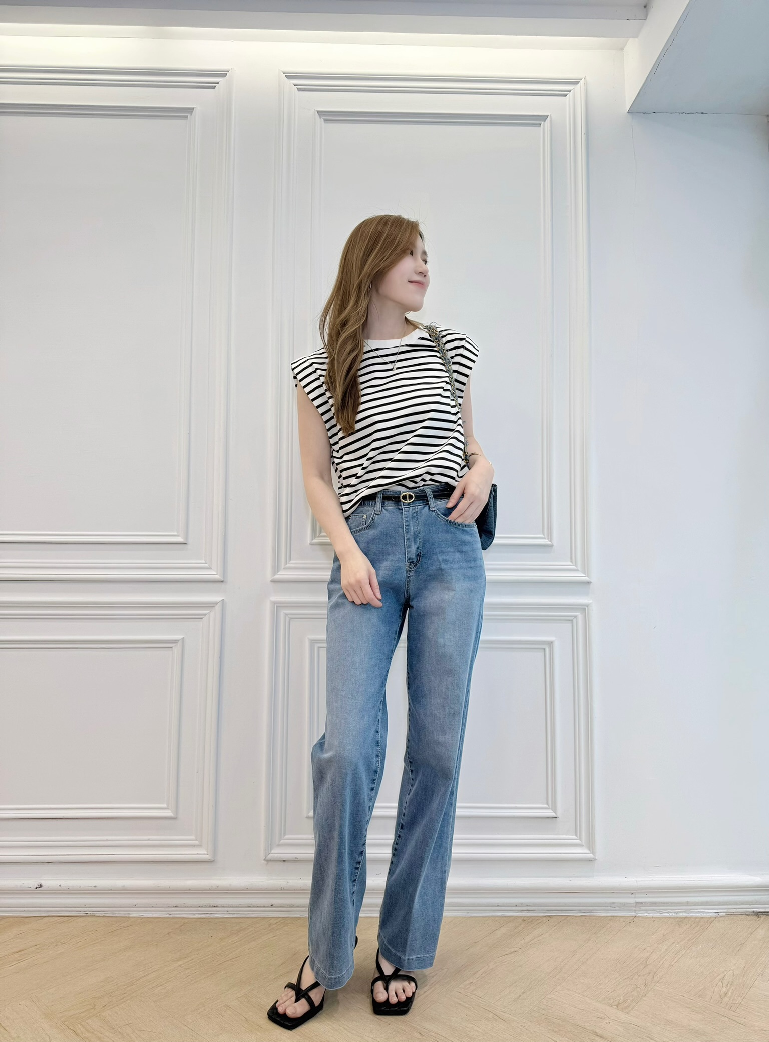 (夏日清爽)顯腿長涼感牛仔褲