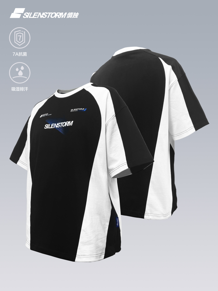 SILENSTORM 賽車分割拼接撞色解構短袖