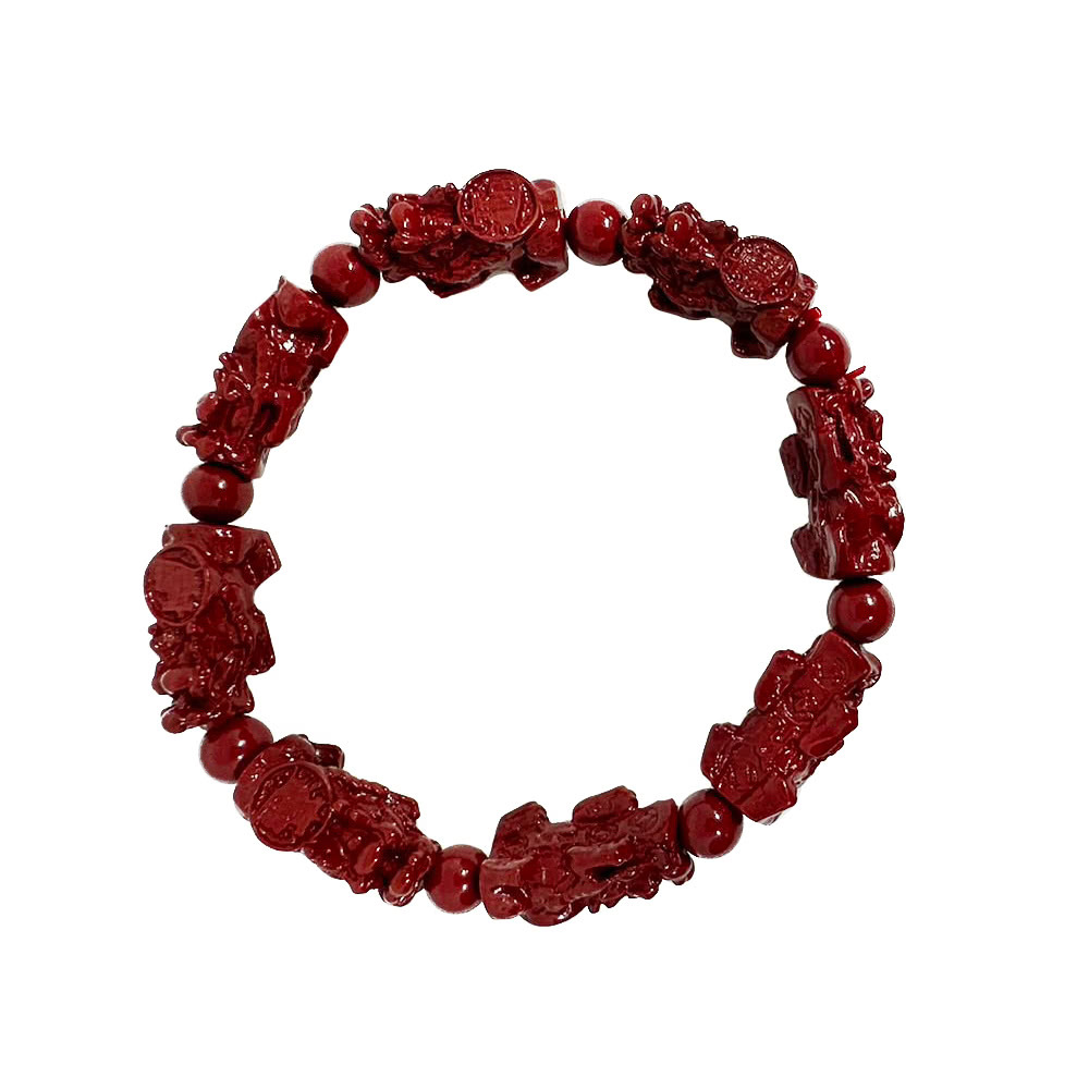 【海陽精品】吉祥轉好運硃砂貔貅手鍊 (廠商直出、不參加免運及滿額贈優惠)