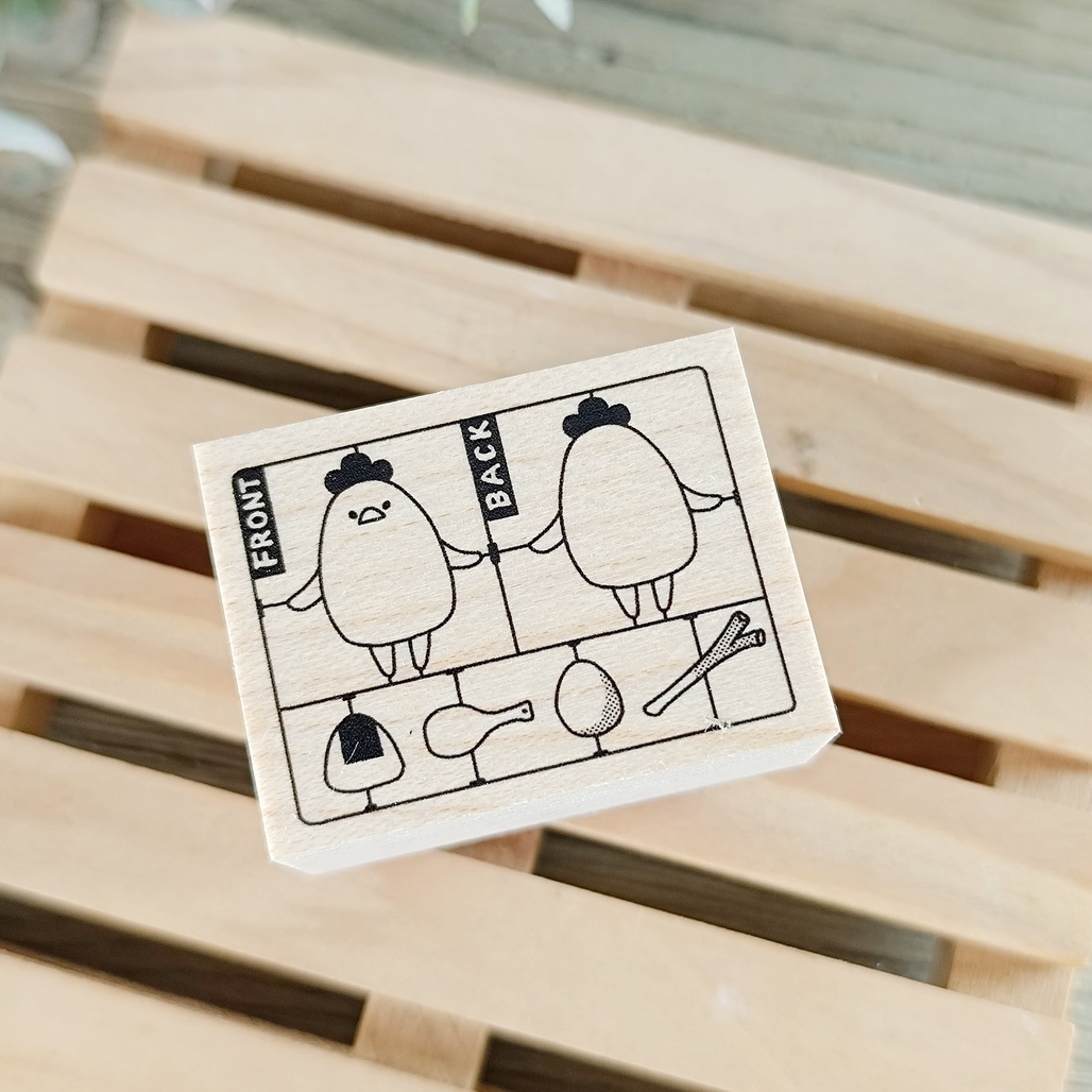 日本YUN．雞媽媽模型 3x4cm原創櫸木印章