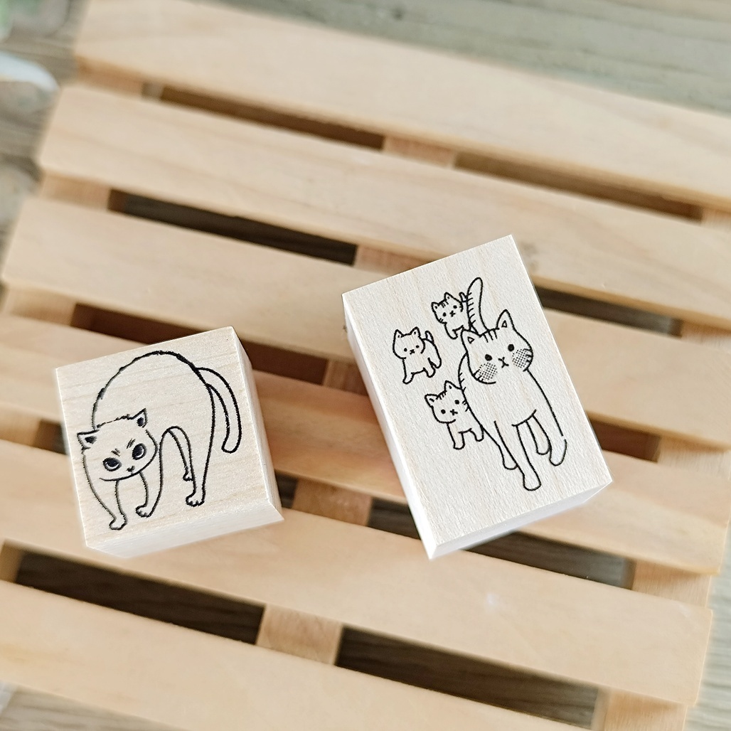 日本YUN．貓咪 原創櫸木印章 2款