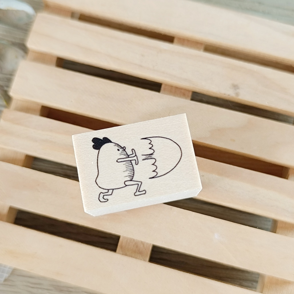 日本YUN．雞媽媽-波動炮 2x3cm原創櫸木印章