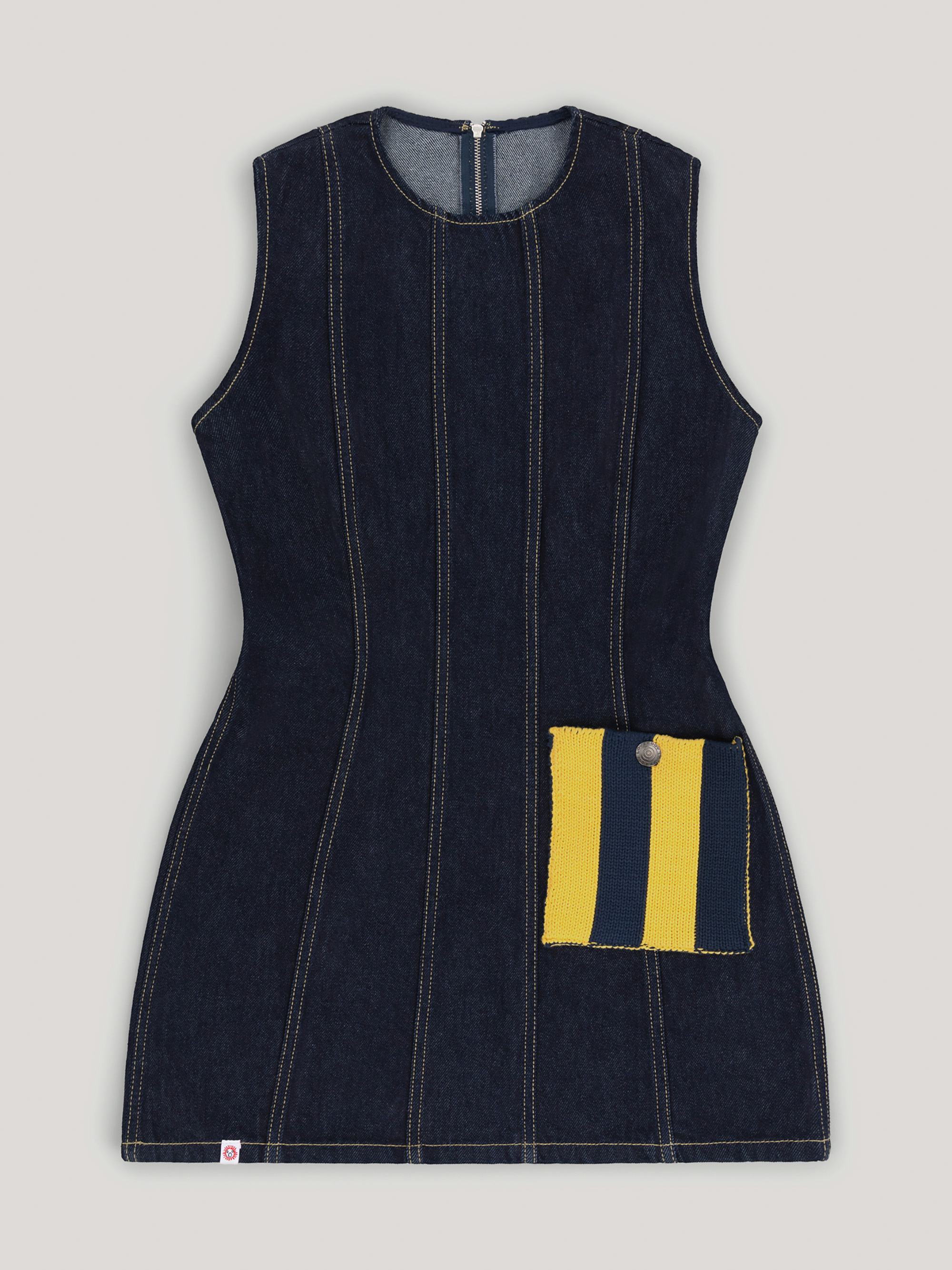 LOVERBOY DENIM MINI SKIRT WITH KNIT PATCH 洋裝