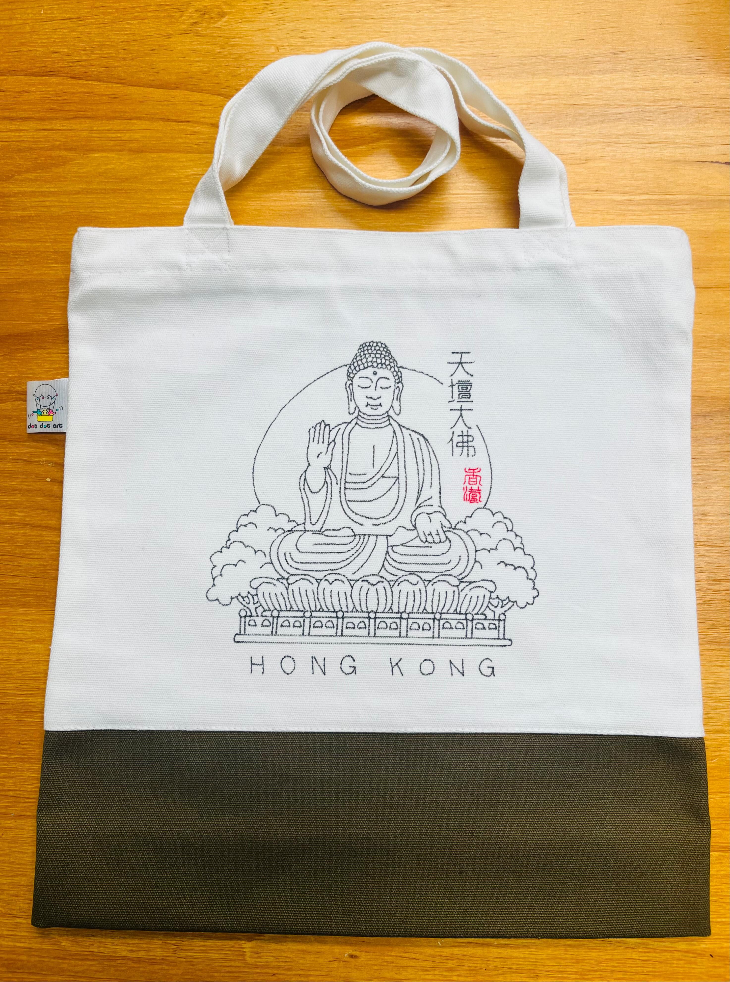 訂製貨品 - 手繪線條拉鍊拼布袋 – 天壇大佛