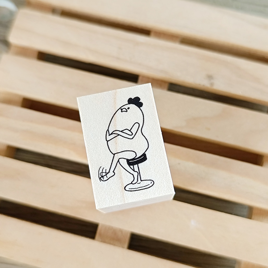 日本YUN．得意的雞媽媽 2x3cm原創櫸木印章