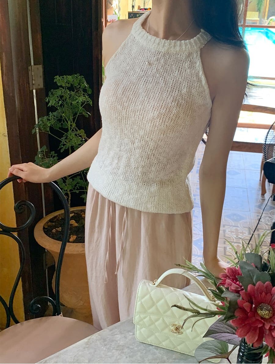 韓國Cherrykoko授權 夏日假期圓領削肩針織背心