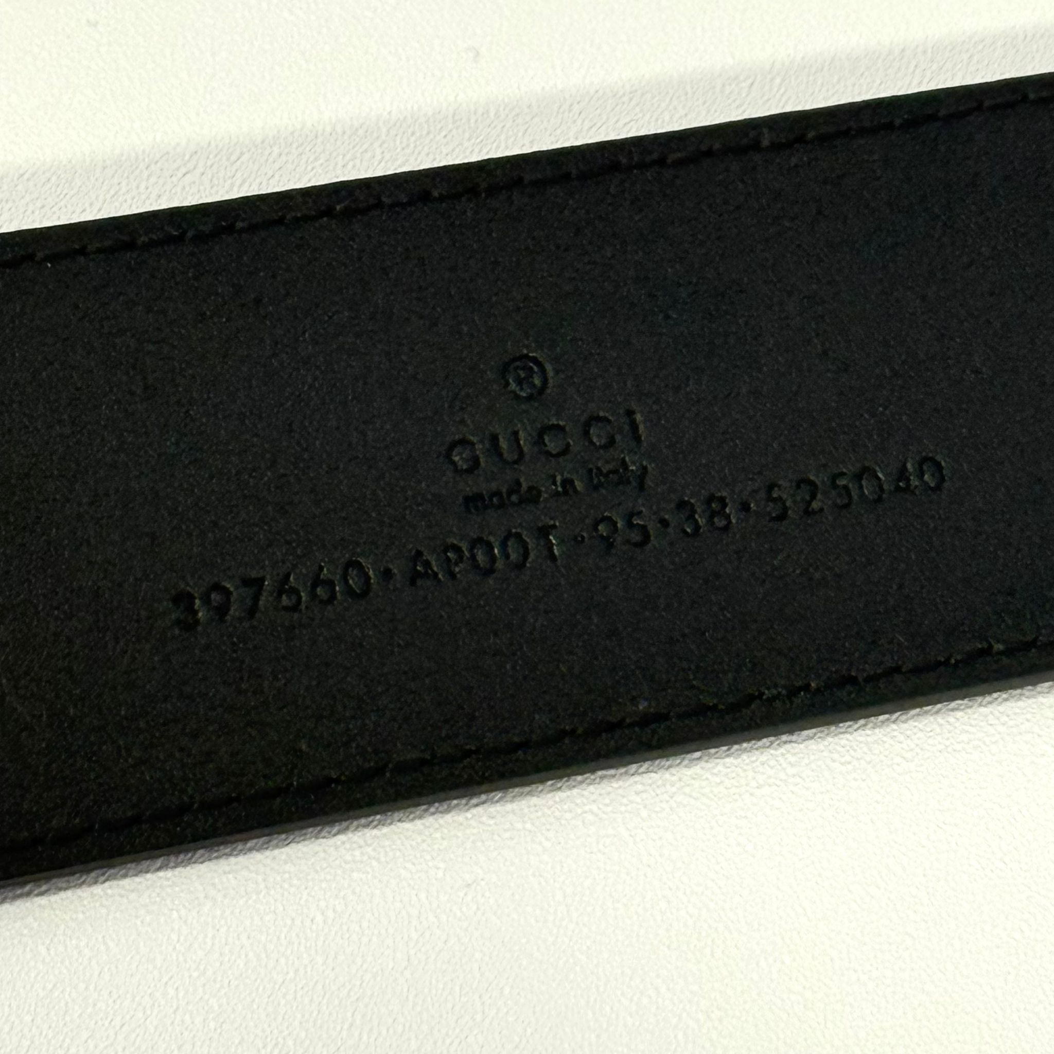 全新GUCCI皮帶 寬4CM 95碼 397660 AP00T 1000 黑色光滑牛皮 雙G復古金扣 #BRAND NEW #香榭站正品