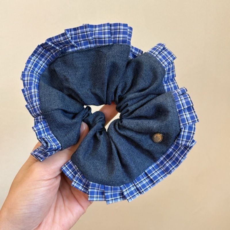 [3 FOR RM10] Korean Blue Plaid Scrunchies