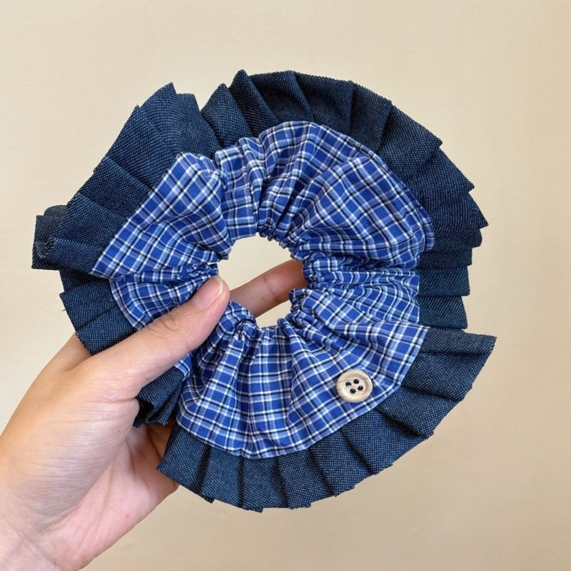 [3 FOR RM10] Korean Blue Plaid Scrunchies