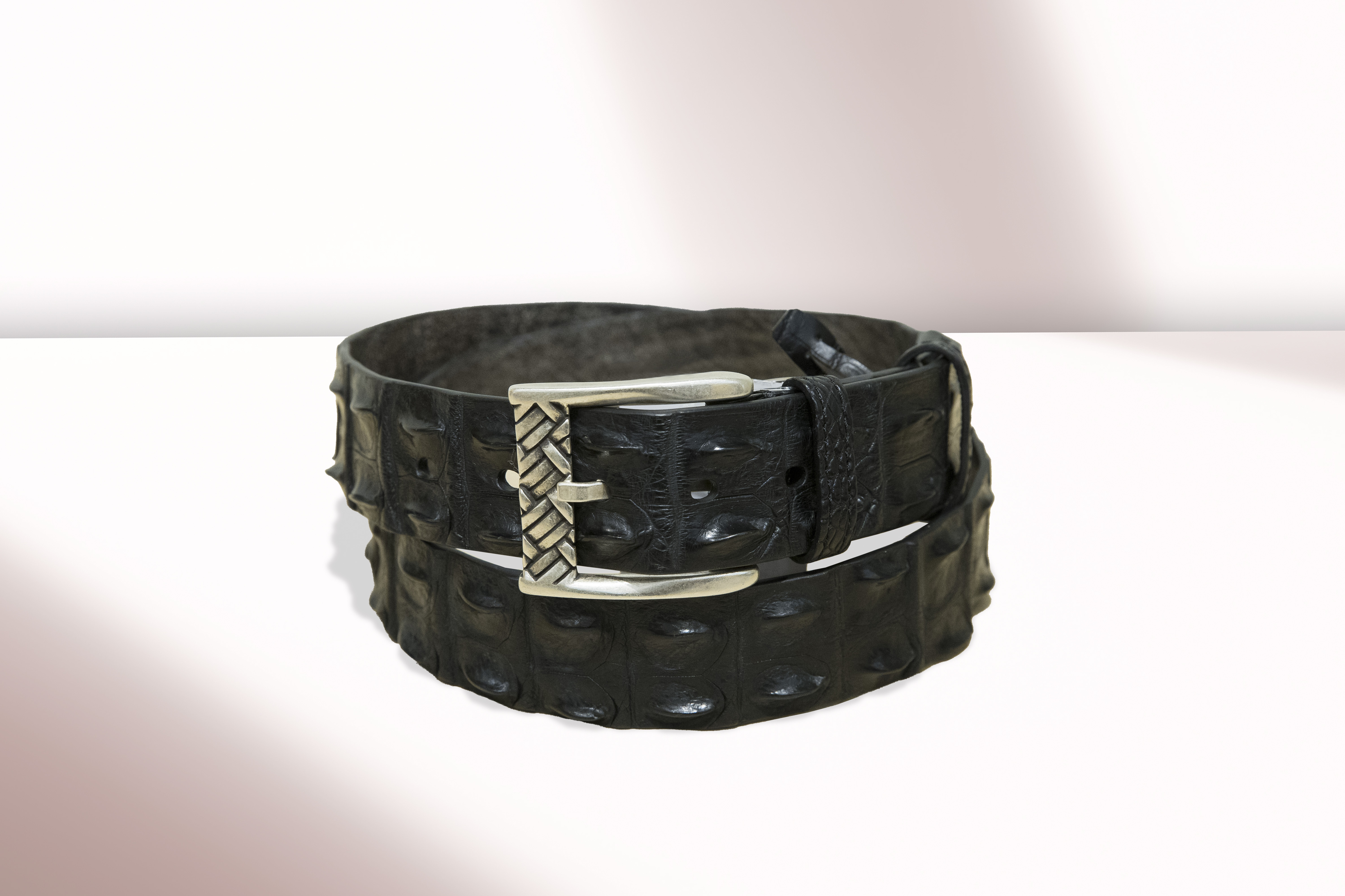 ANA -  Croco Belt Black W/Bone