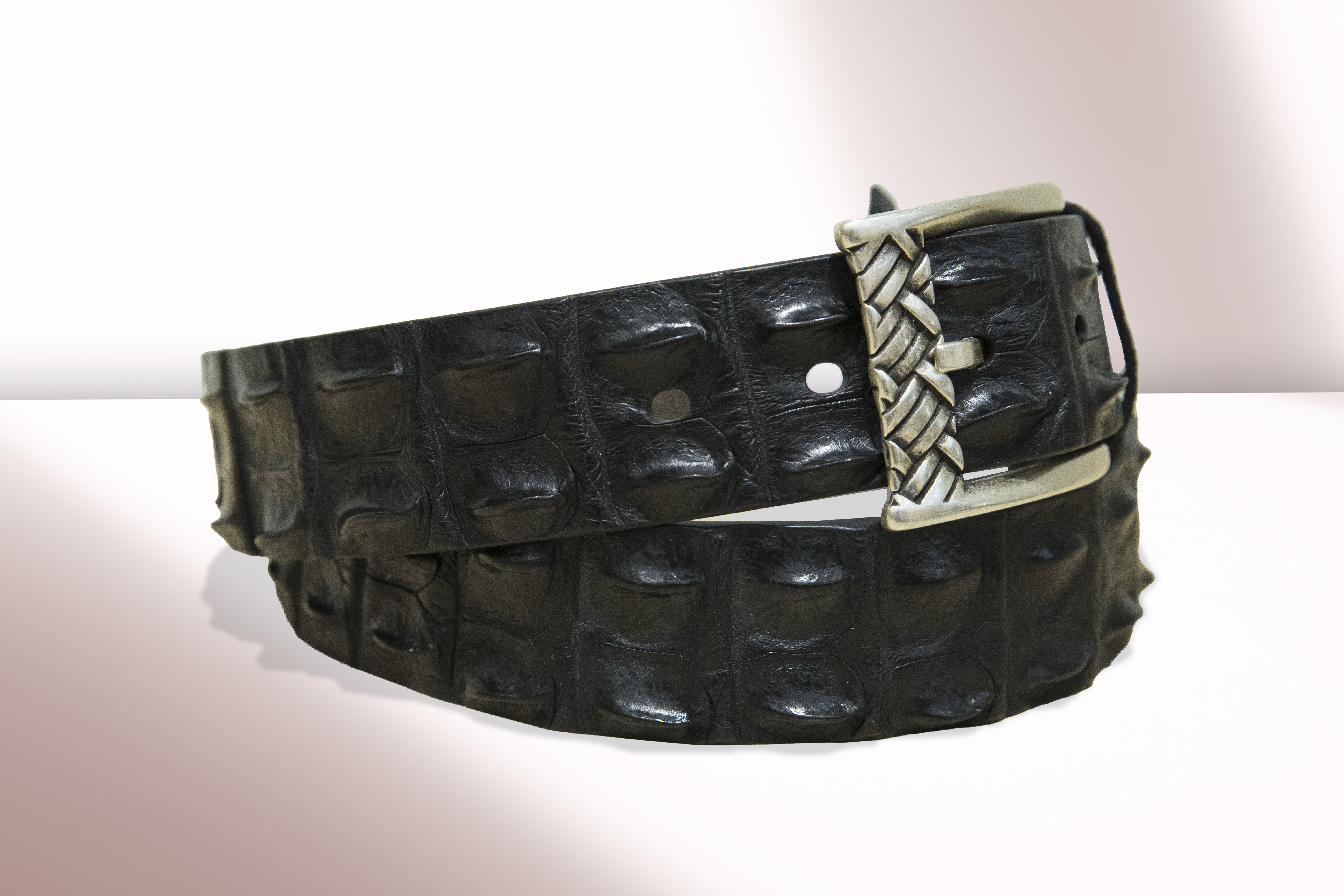 ANA -  Croco Belt Black W/Bone