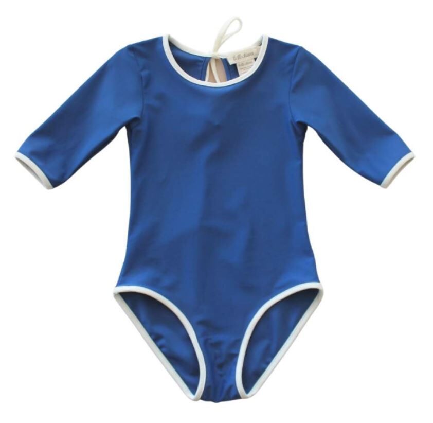 BELLE CHIARA  復古半長袖泳衣 Swimsuit ELBOW SLEEVE - Blue