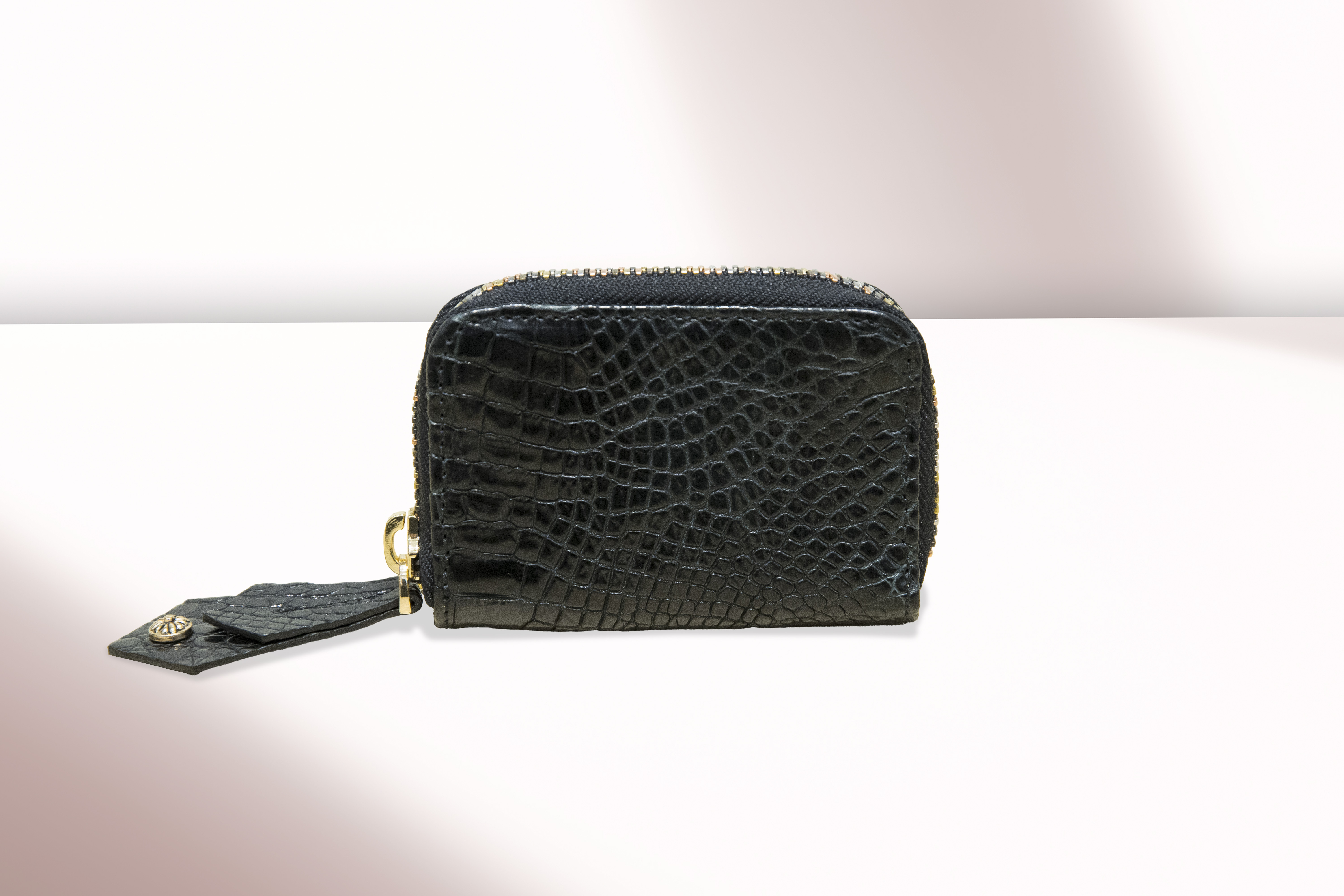 ANA -  Croco Cardholder Zipper Black