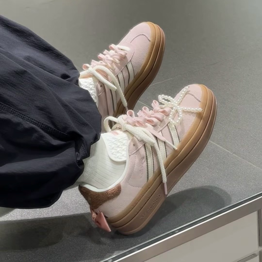 ADIDAS GAZELLE BOLD W 迪士尼瑪麗貓聯名 粉紅 棕底 厚底增高 可拆式蝴蝶結 女鞋 JR4244