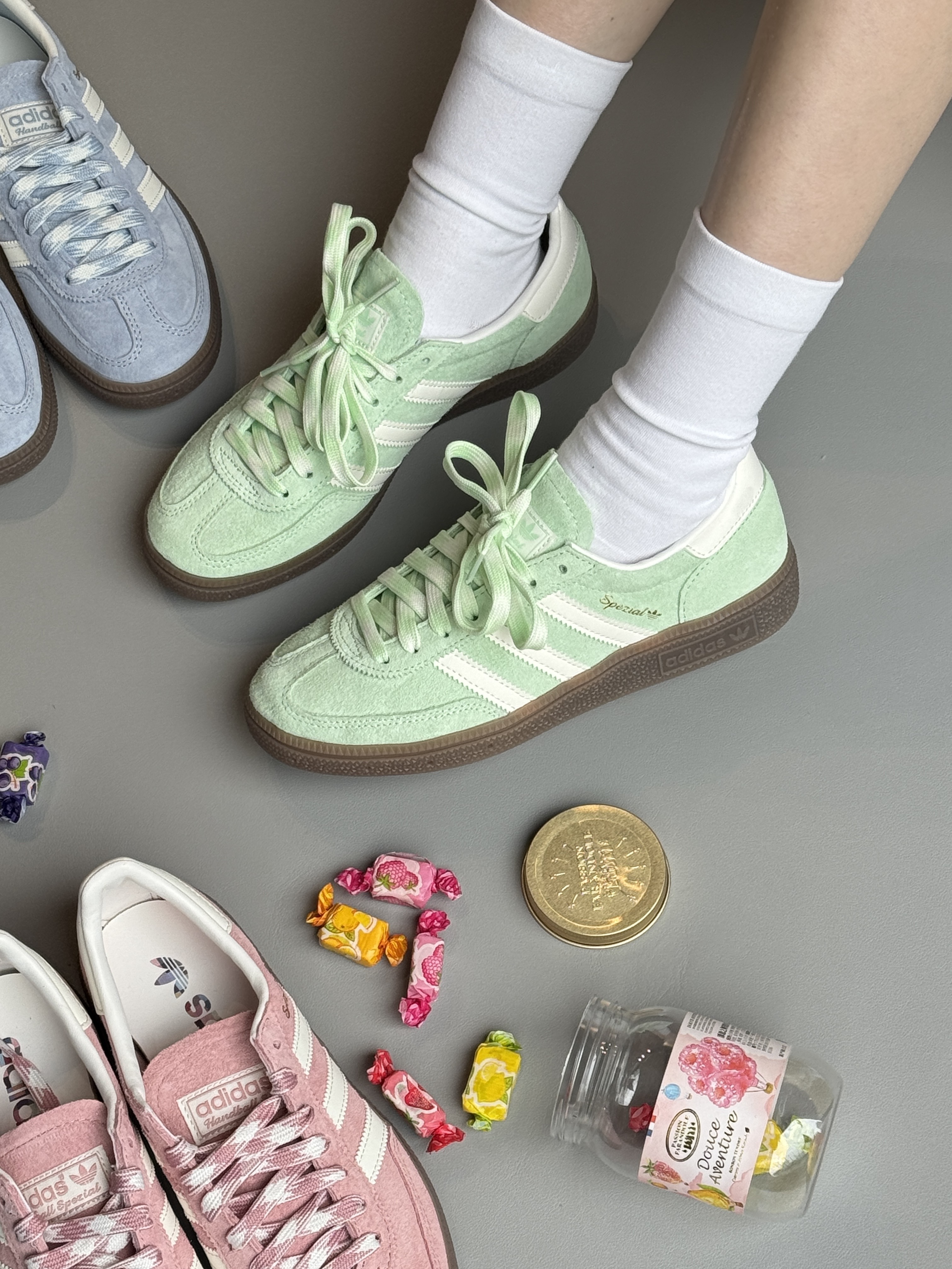 ADIDAS HANDBALL SPEZIAL 調色盤系列 青蘋果 奶油白 編織鞋帶 男女鞋 KI5932 / 預購