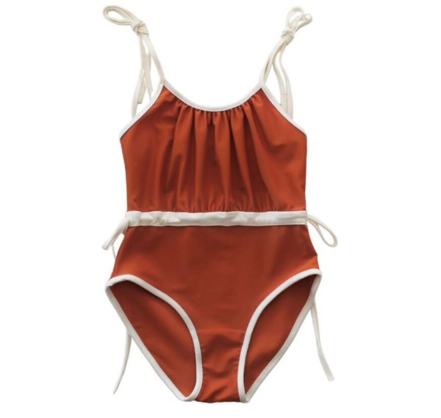 BELLE CHIARA  復古細肩綁帶泳衣 Swimsuit RUCHED - Orange