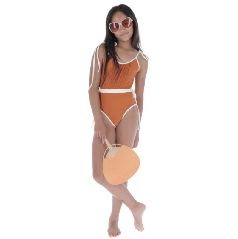 BELLE CHIARA  復古細肩綁帶泳衣 Swimsuit RUCHED - Orange