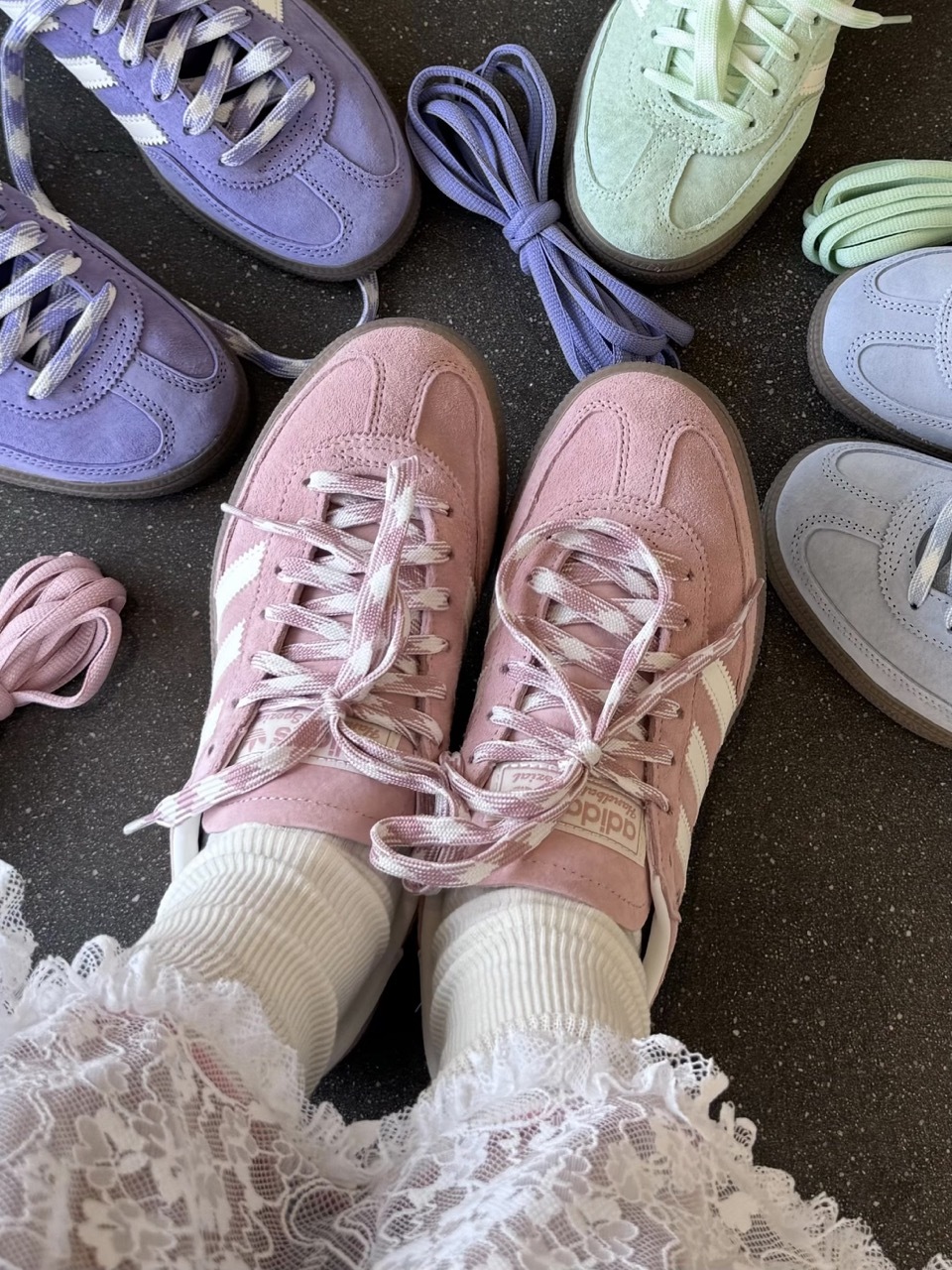 ADIDAS HANDBALL SPEZIAL 調色盤系列 蜜桃粉 奶油白 編織鞋帶 男女鞋 KJ6305 / 預購