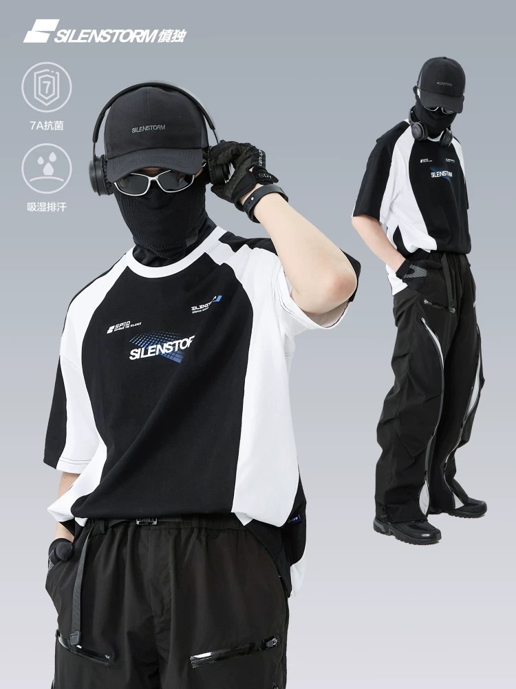SILENSTORM 賽車分割拼接撞色解構短袖