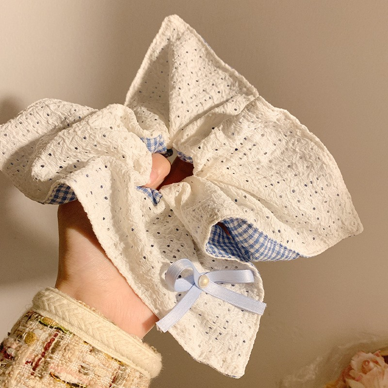 [2 FOR RM10] Blue Plaid Lace Scarf Scrunchies