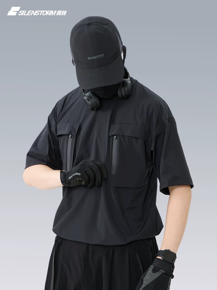 SILENSTORM 雙口袋工裝機能拼接速乾短袖