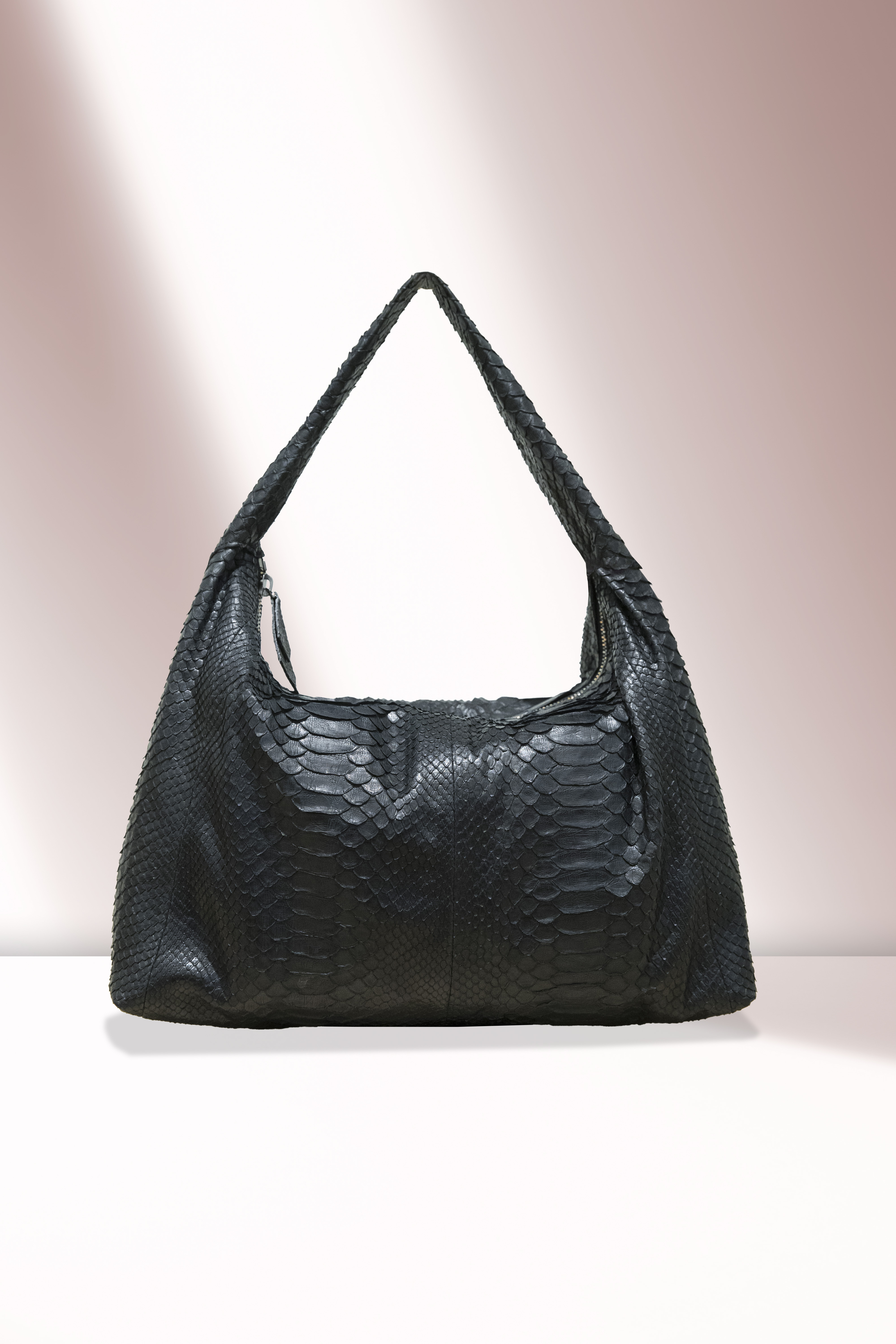 ANA -  Black Python Zip Shoulder Bag