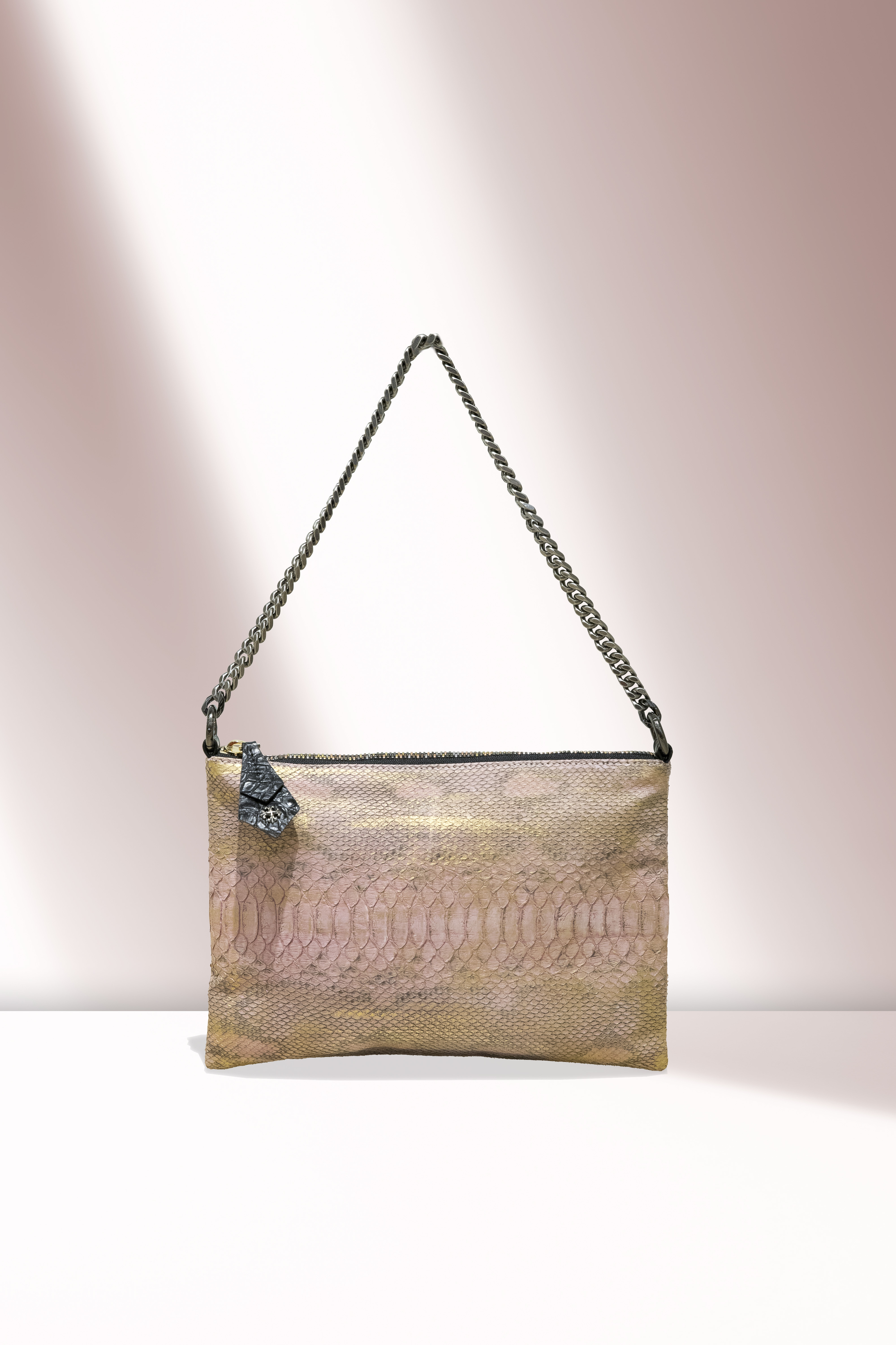 ANA-  Pink Python Zip Bag Size M