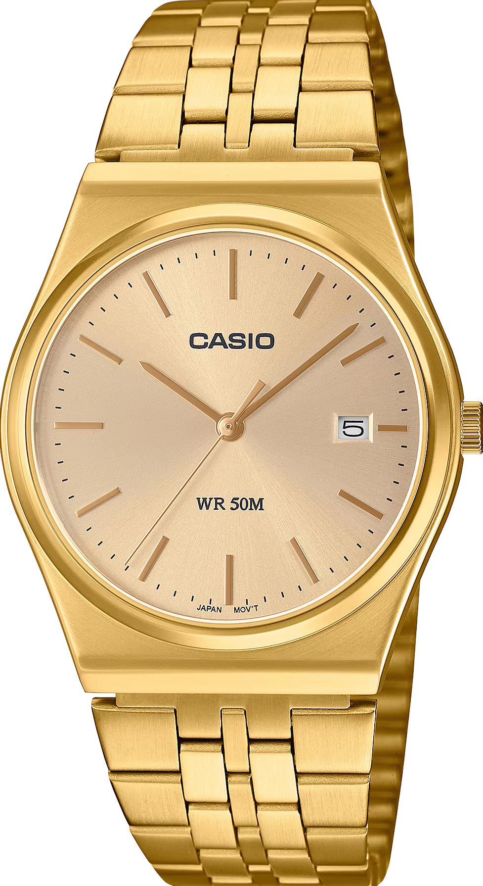 萬年鐘錶 - CASIO 卡西歐 復古外觀亮金色面盤中性男女錶 MTP-B145G-9AV 錶徑35MM