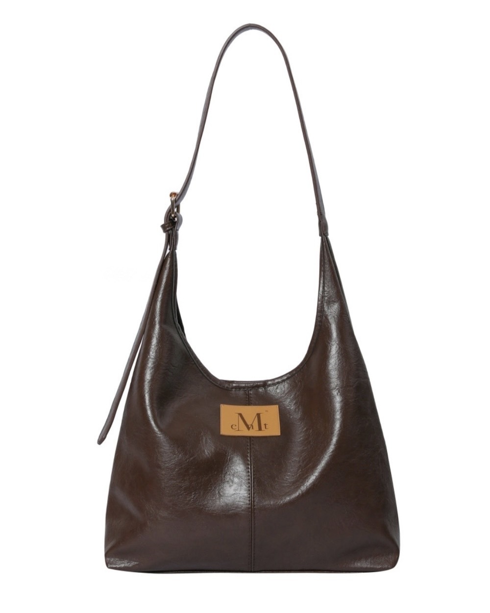 <韓國限定🇰🇷>MUCENT Crescent Leather Shoulder Bag 漆皮 肩背包 黑 棕