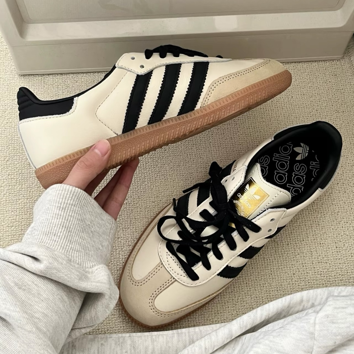 Adidas Originals Samba OG 焦糖奶茶 米色 黑金 焦糖底 德訓鞋