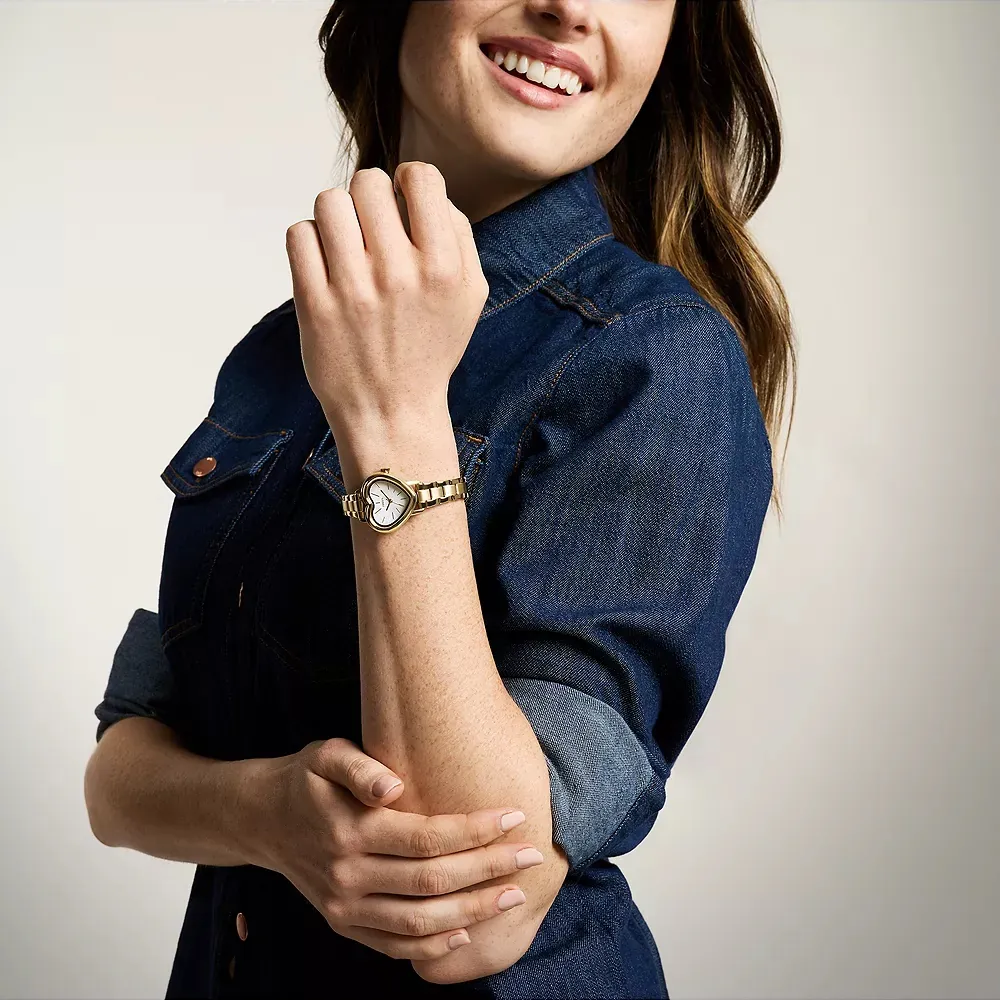 萬年鐘錶 - Fossi  時尚  Karli Heart  金色心型珍珠母貝女錶 BQW8010 錶徑29MM