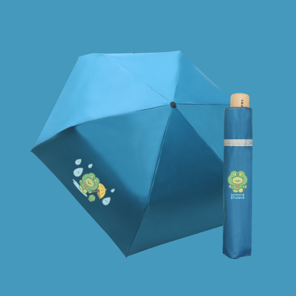 【插畫家聯名】維尼有畫想說 特大木質感防曬折疊傘_6色
