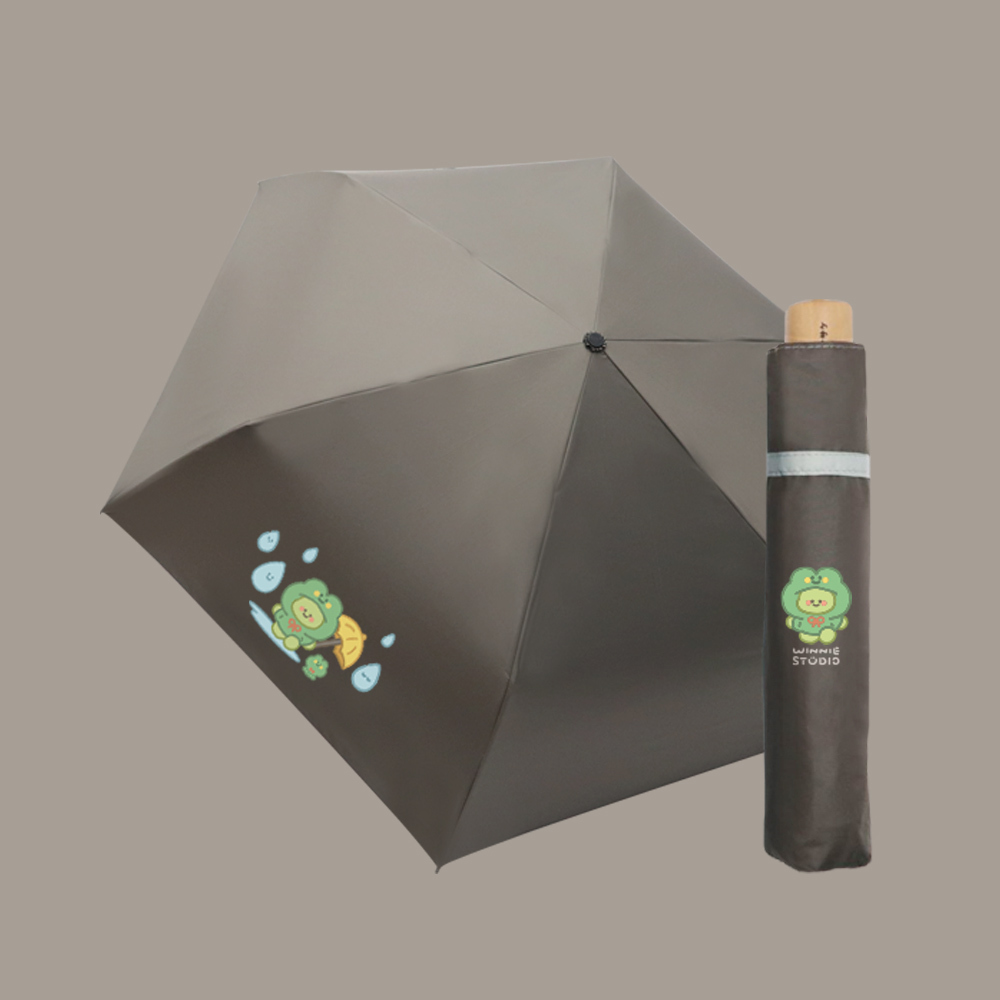 【插畫家聯名】維尼有畫想說 特大木質感防曬折疊傘_6色