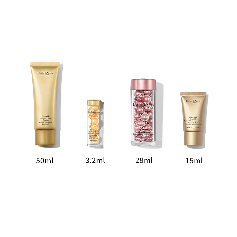 Elizabeth Arden 雅頓粉膠套裝(粉膠60粒+金致洗面奶50ml+輕盈金膠7粒+金致晚霜15ml）