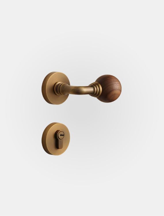 Horizontal Door Locker 靜音式水平門鎖No.10 / 胡桃木黃古銅