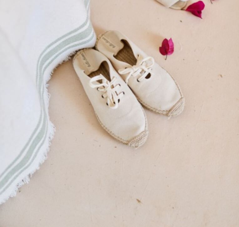 BELLE CHIARA  編織底帆布鞋 Espadrilles Laces- Ecru