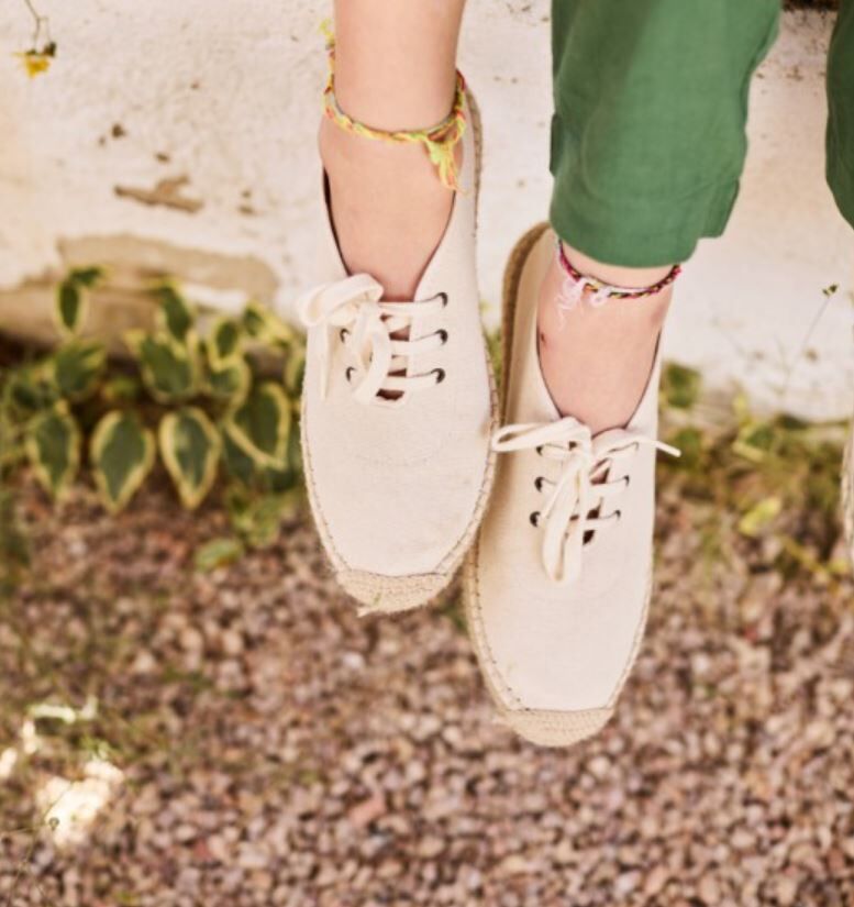 BELLE CHIARA  編織底帆布鞋(大人款) Espadrilles Laces- Ecru