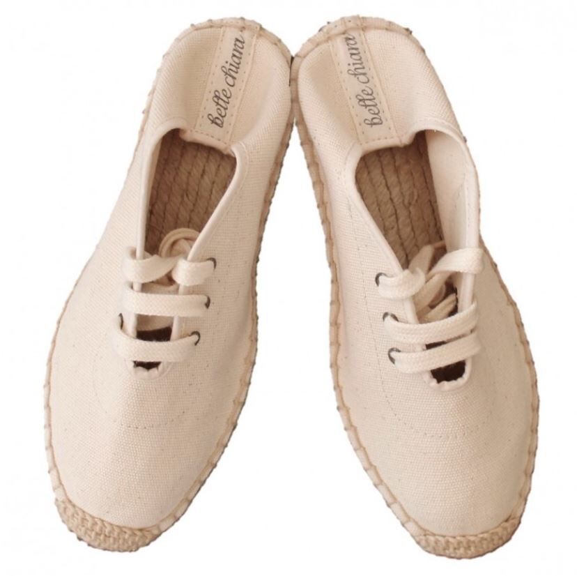 BELLE CHIARA  編織底帆布鞋(大人款) Espadrilles Laces- Ecru