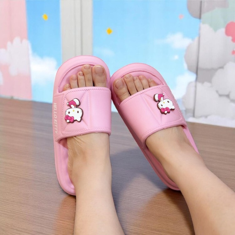 24053-KT Sanrio Hello Kitty 厚底格紋拖鞋 #TW-KM24-SKT83324 粉紅色