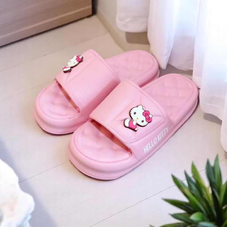 24053-KT Sanrio Hello Kitty 厚底格紋拖鞋 #TW-KM24-SKT83324 粉紅色