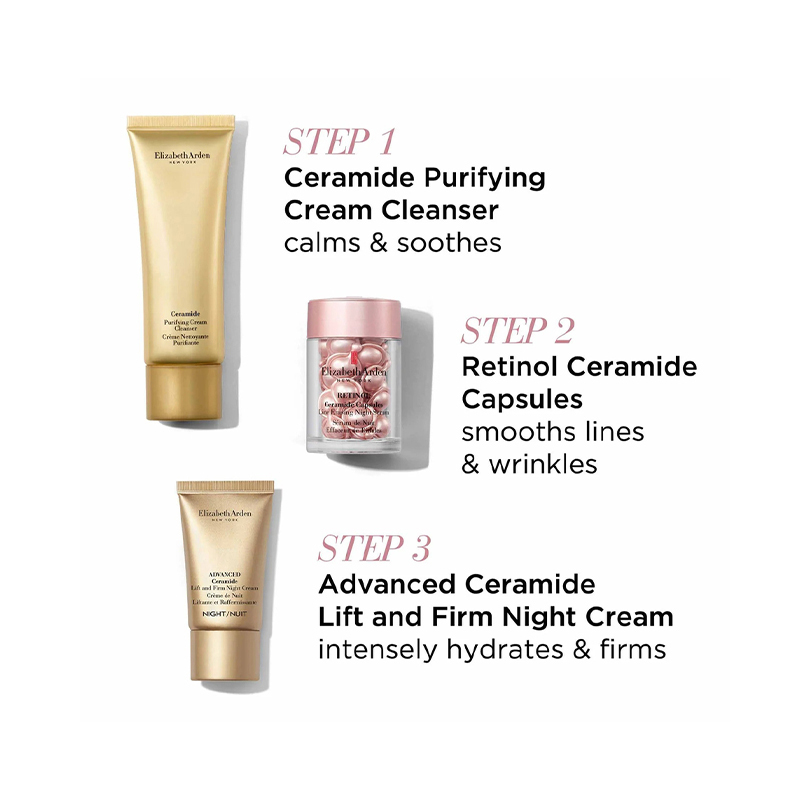 Elizabeth Arden 雅頓3件套禮盒（粉膠30粒+金致晚霜15ml+金致洗面奶50ml）