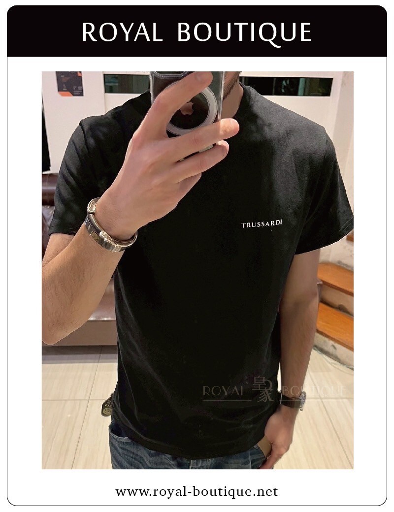 TRUSSARDI  JEANS 左胸英字LOGO小標短T