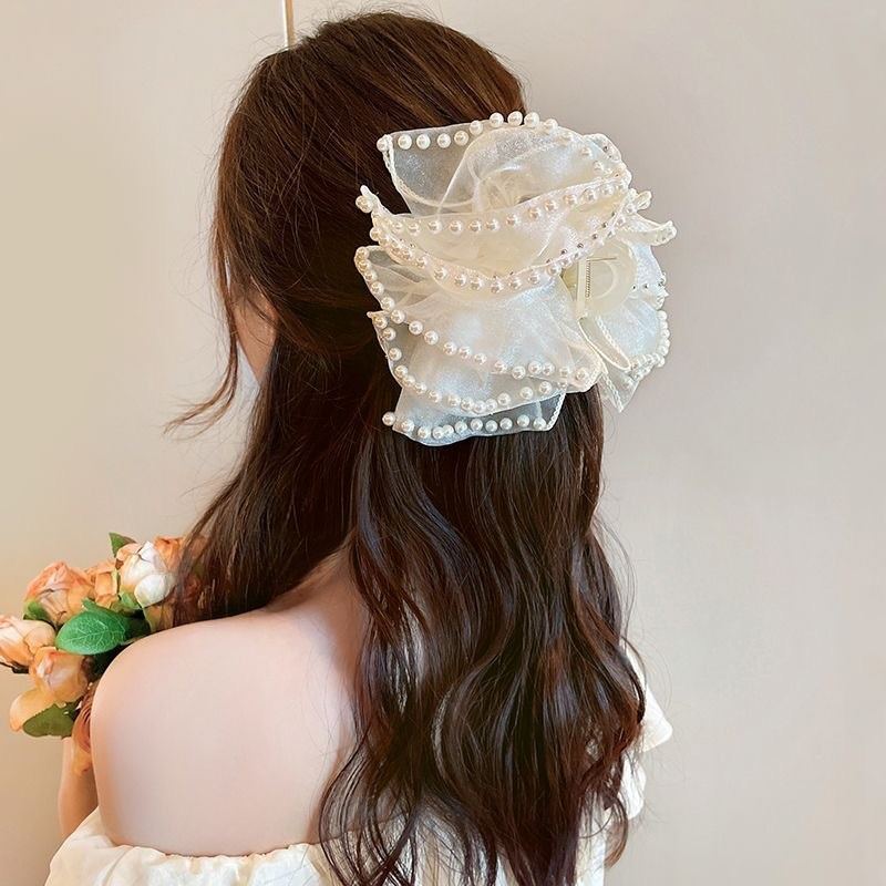 Beige Pearl Cloud Bubble XL Hair Claw