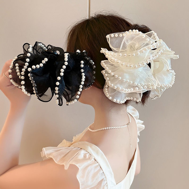 Beige Pearl Cloud Bubble XL Hair Claw