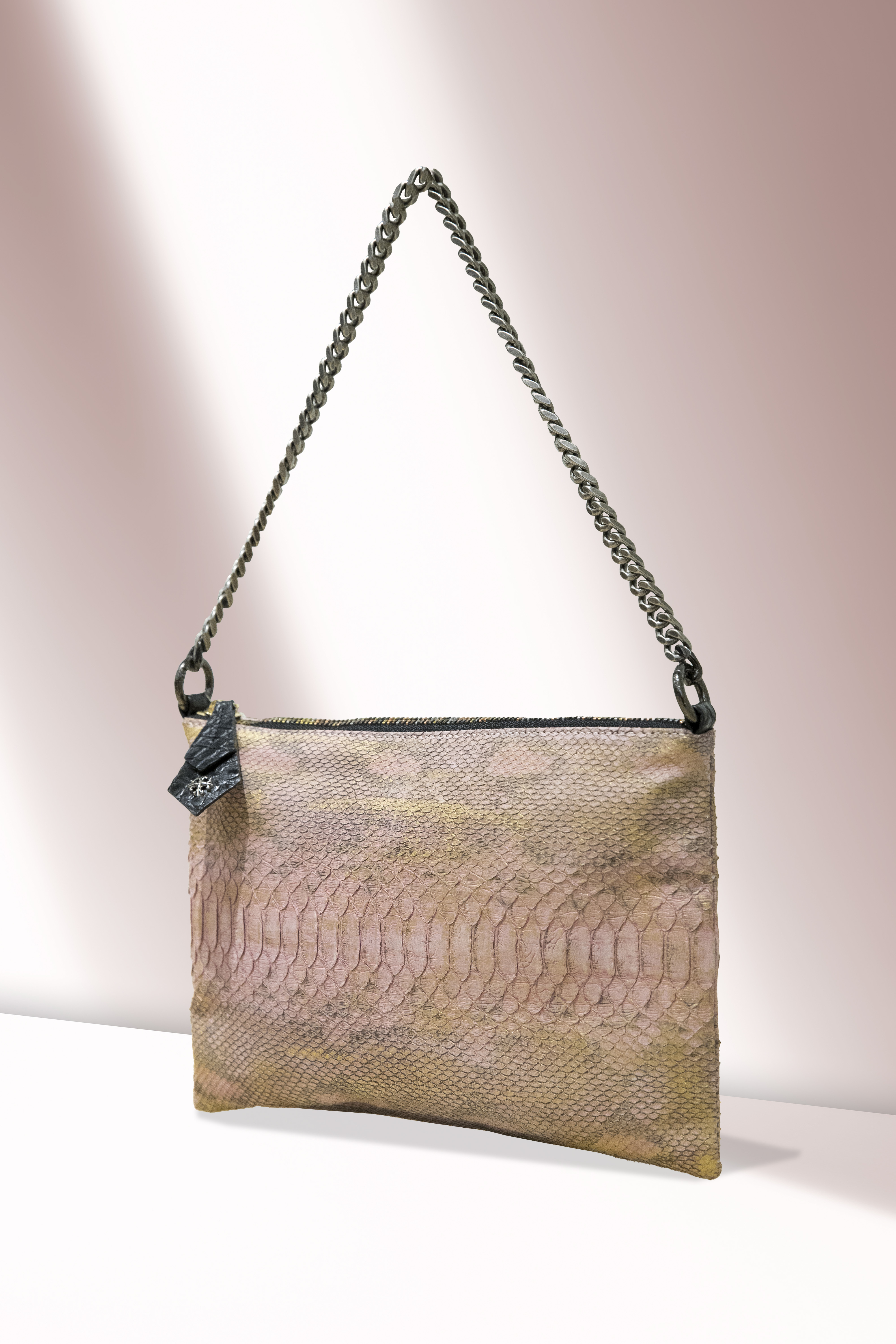 ANA-  Pink Python Zip Bag Size M