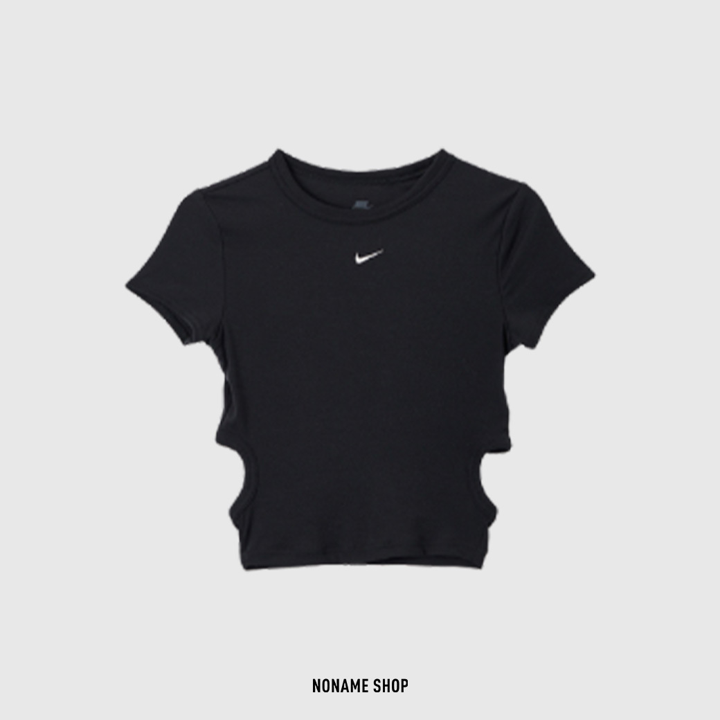 NIKE Sportswear 羅紋 合身 短版 簍空 短袖 (女款)